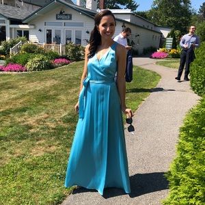 DVF - Sleeveless Floor-Length Satin Wrap Dress